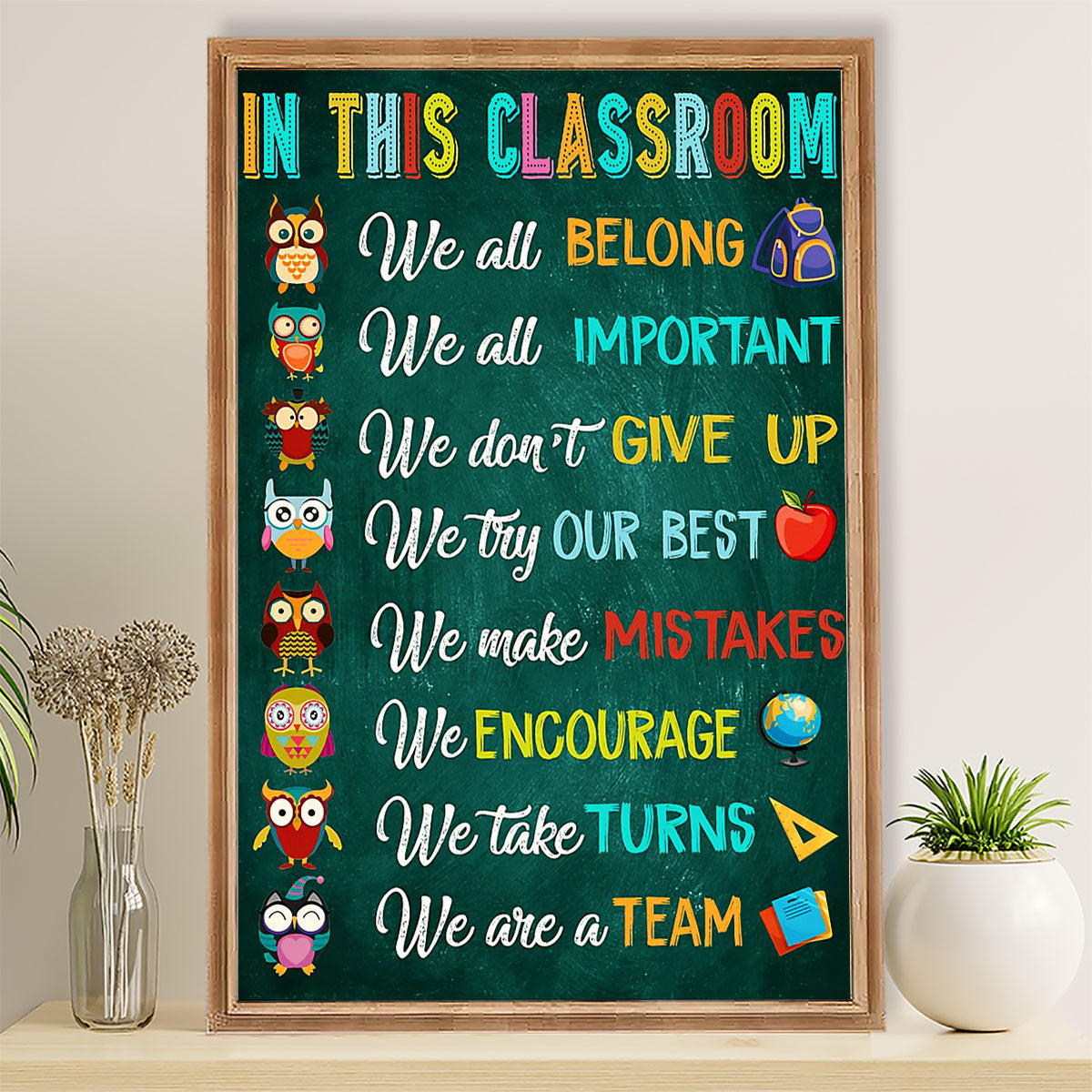 Teacher Classroom Poster Owl In This Classroom | Student Wall Art Back to School Gift for Teacher