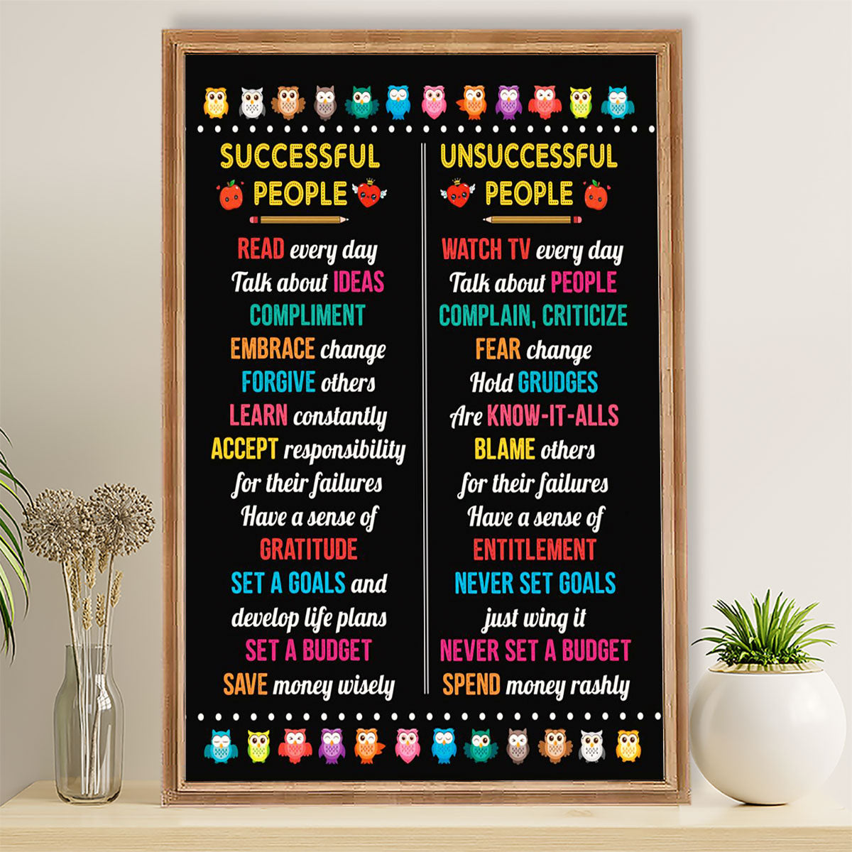 Teacher Classroom Poster Successful People & Unsuccessful People | Student Wall Art Back to School Gift for Teacher