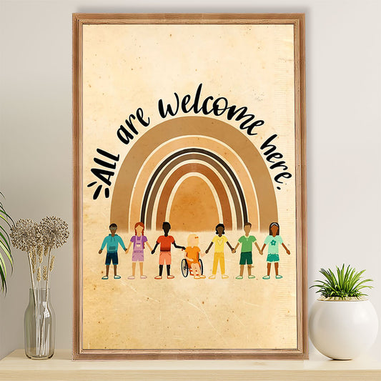 Teacher Classroom Poster All Are Welcome Here | Student Wall Art Back to School Gift for Teacher