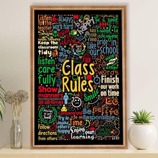 Teacher Classroom Poster Class Rules | Student Wall Art Back to School Gift for Teacher