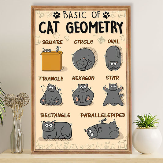 Teacher Classroom Poster Basic Of Cat Geometry | Student Wall Art Back to School Gift for Teacher