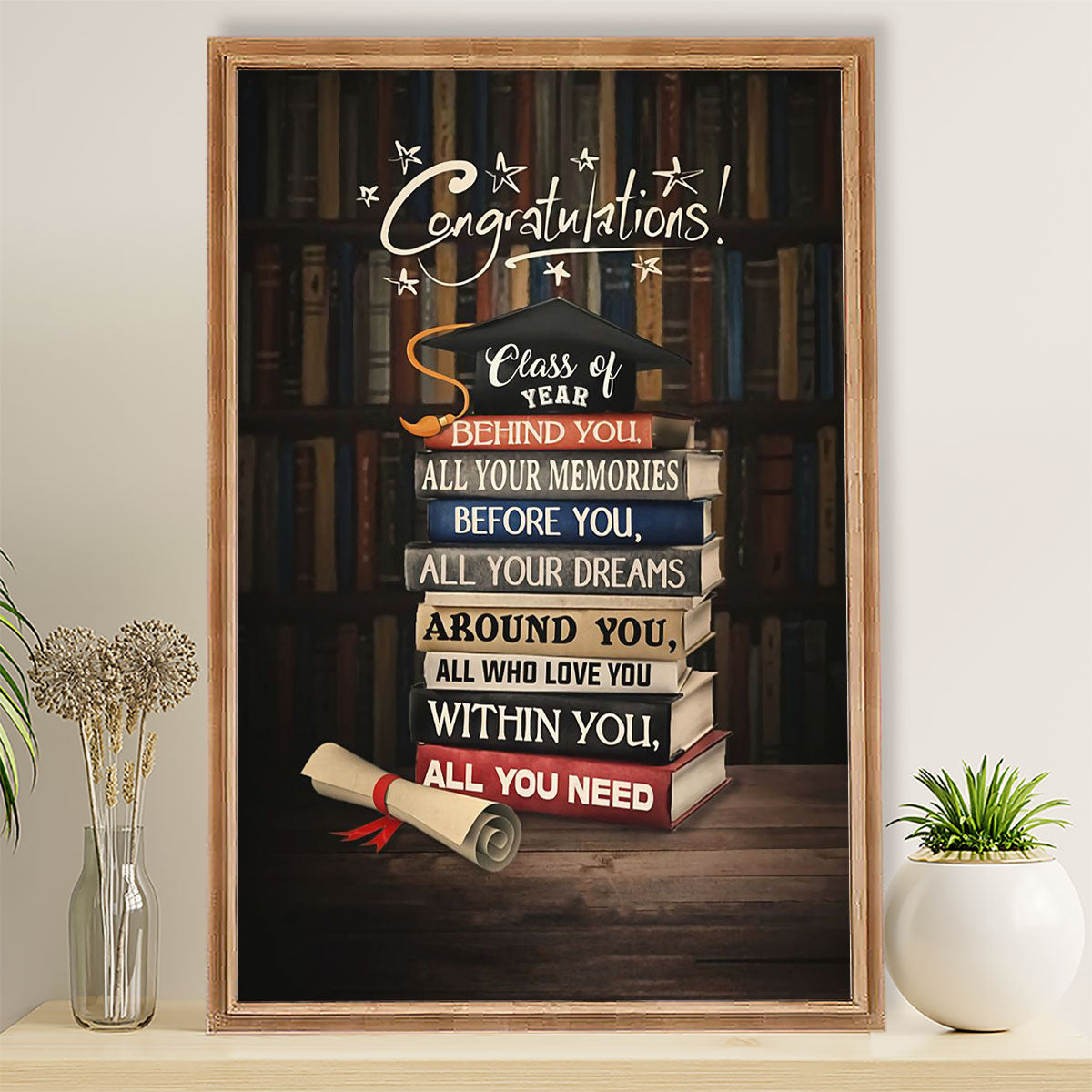 Teacher Classroom Poster Congratulations - Class Of Year | Student Wall Art Back to School Gift for Teacher