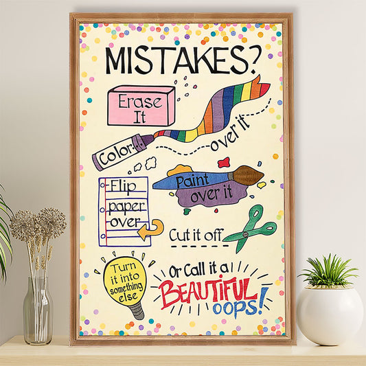 Teacher Classroom Poster Mistakes - Erase It | Student Wall Art Back to School Gift for Teacher