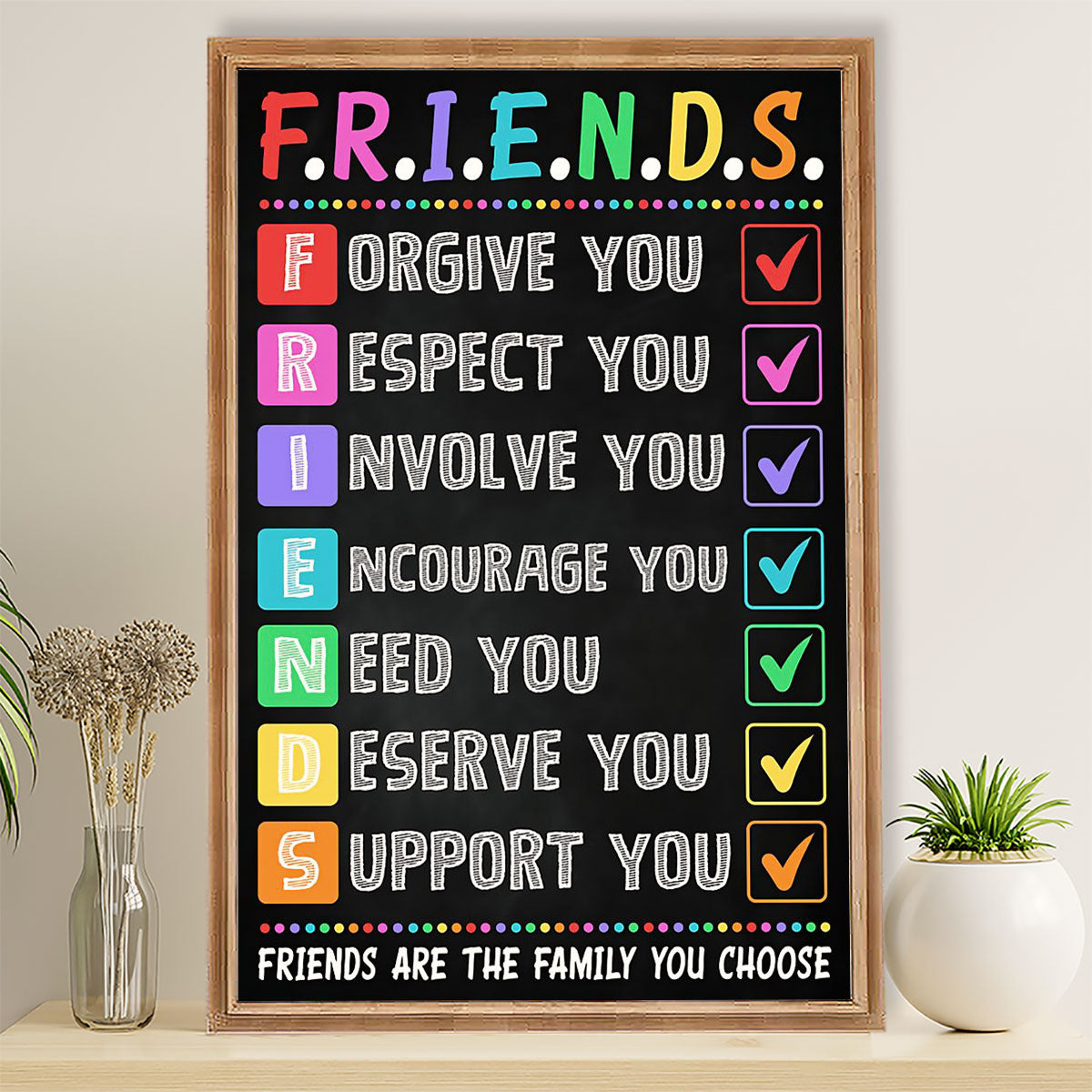 Teacher Classroom Poster FRIENDS Are The Family You Choose | Student Wall Art Back to School Gift for Teacher