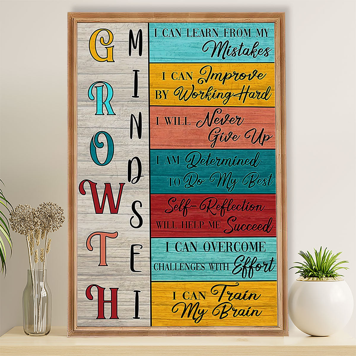 Teacher Classroom Poster Growth Mindset | Student Wall Art Back to School Gift for Teacher