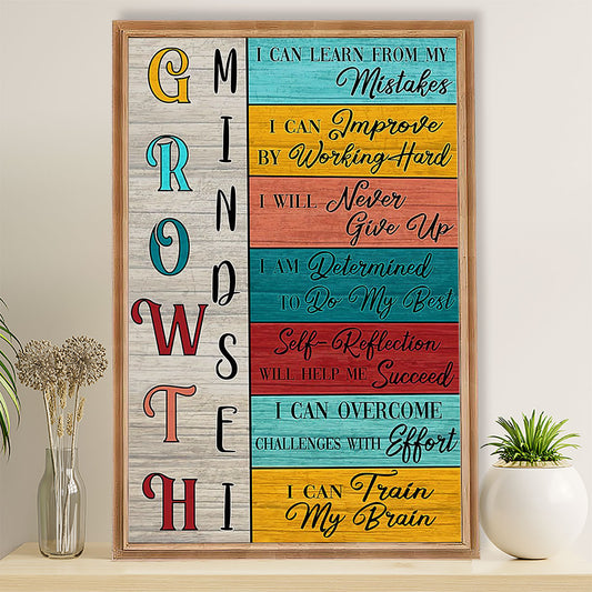Teacher Classroom Poster Growth Mindset | Student Wall Art Back to School Gift for Teacher