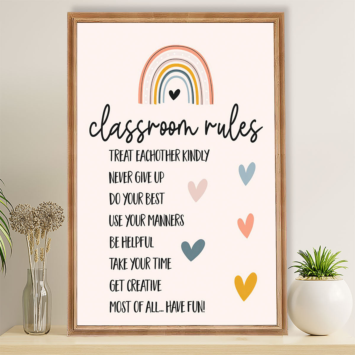 Teacher Classroom Poster Classroom Rules | Student Wall Art Back to School Gift for Teacher