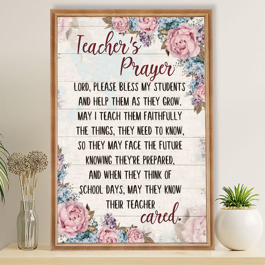 Teacher Classroom Poster Teacher's Prayer | Student Wall Art Back to School Gift for Teacher