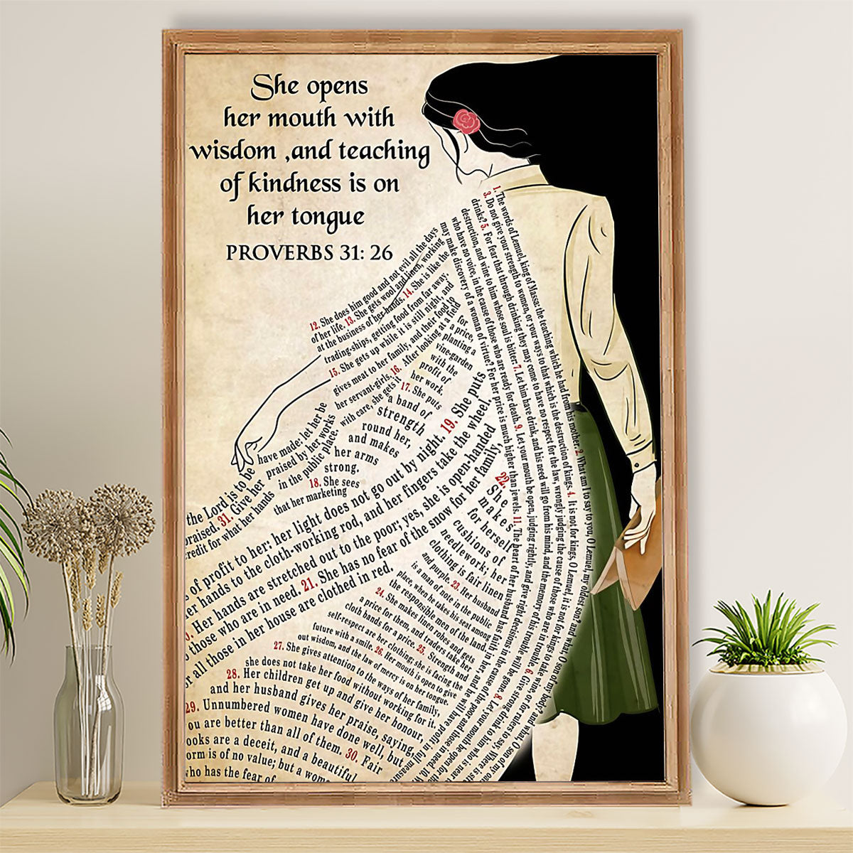 Teacher Classroom Poster She Opens Her Mouth With Wisdom | Student Wall Art Back to School Gift for Teacher