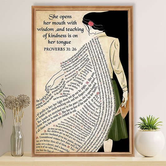 Teacher Classroom Poster She Opens Her Mouth With Wisdom | Student Wall Art Back to School Gift for Teacher