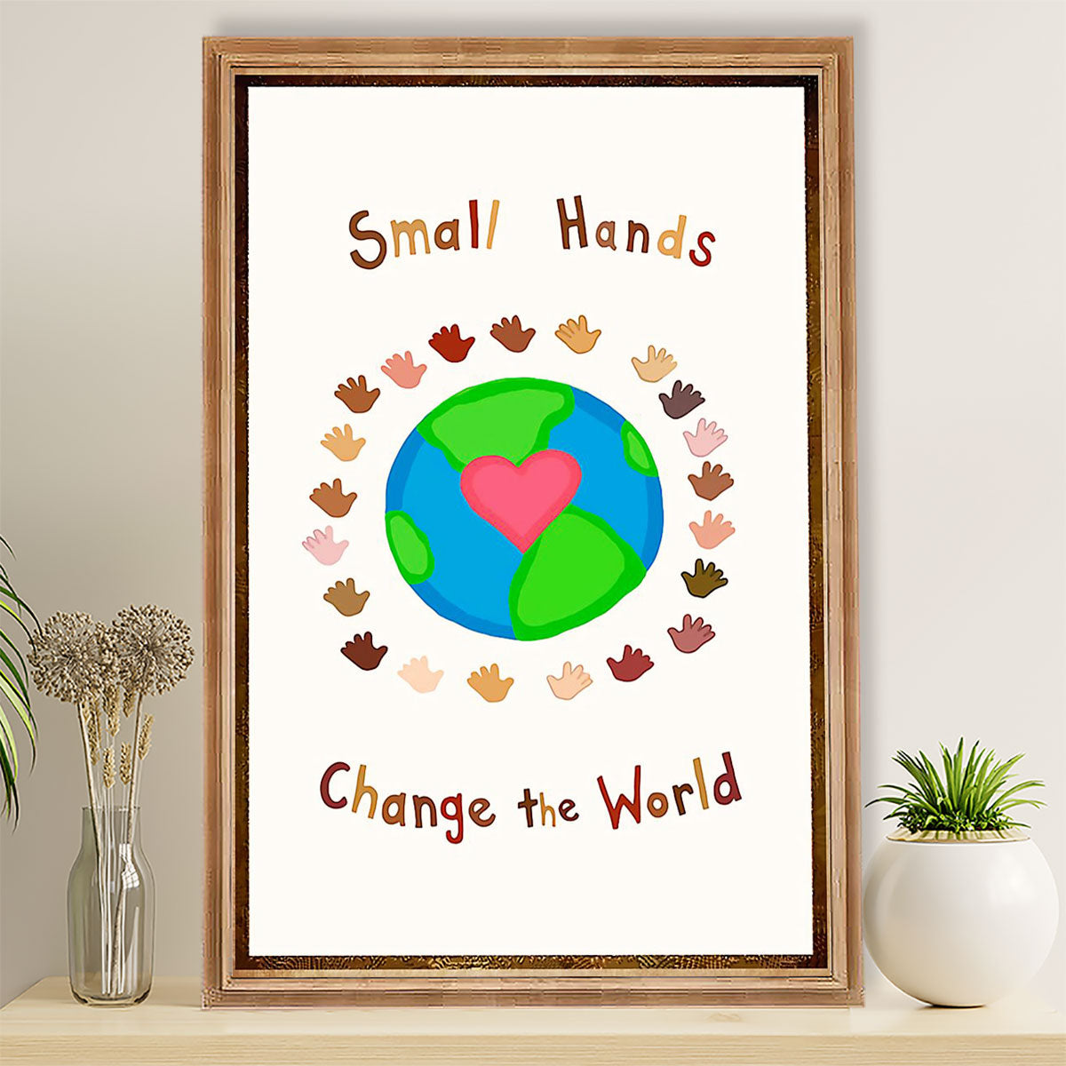 Teacher Classroom Poster Small Hands Change The World | Student Wall Art Back to School Gift for Teacher