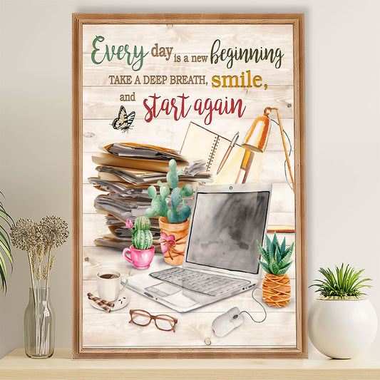 Teacher Classroom Poster Everyday Is A New Beginning | Student Wall Art Back to School Gift for Teacher
