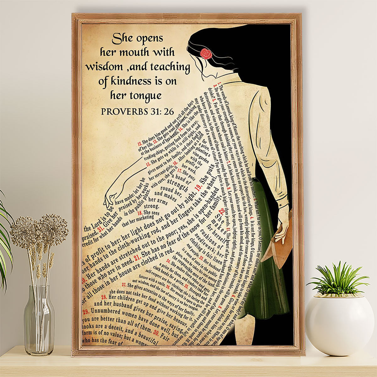 Teacher Classroom Poster She Opens Her Mouth With Wisdom | Student Wall Art Back to School Gift for Teacher