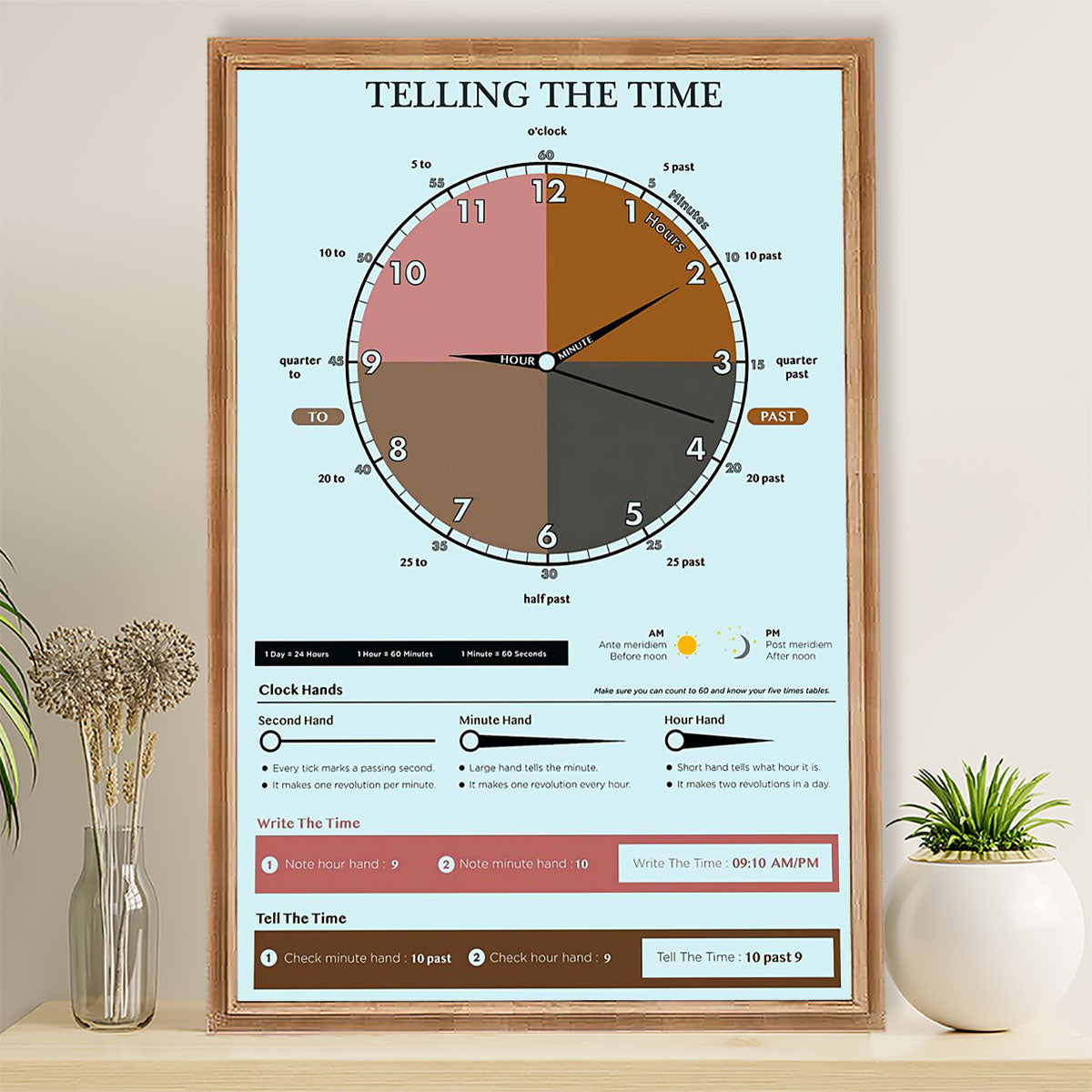 Teacher Classroom Poster Telling The Time | Student Wall Art Back to School Gift for Teacher