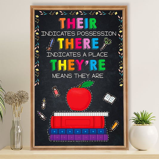 Teacher Classroom Poster Their Indicates Possession | Student Wall Art Back to School Gift for Teacher