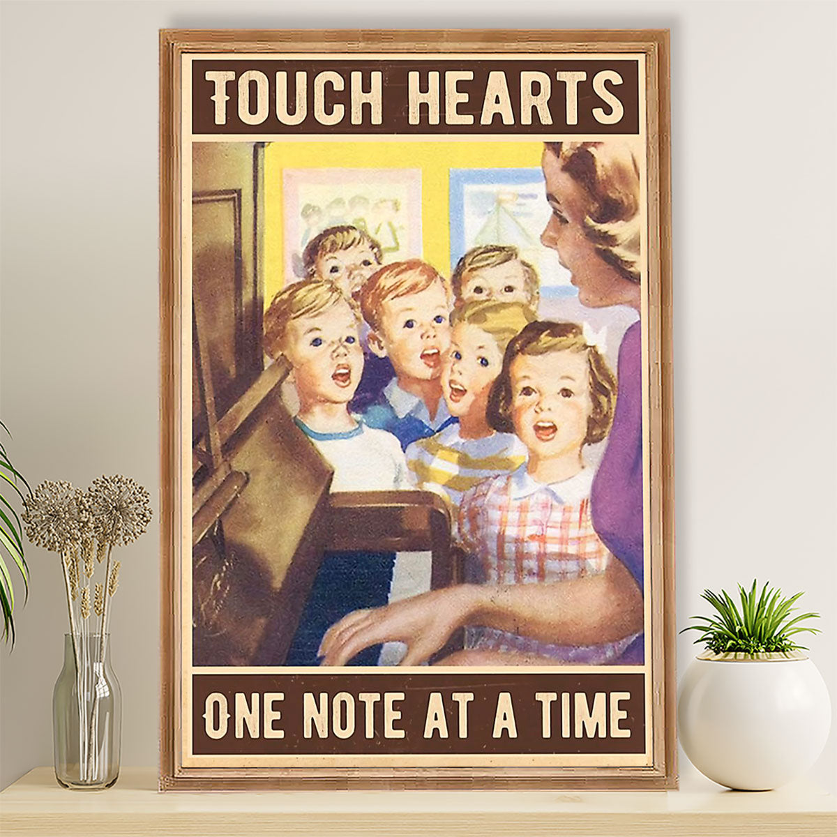Teacher Classroom Poster Touch Hearts One Note At A Time | Student Wall Art Back to School Gift for Teacher