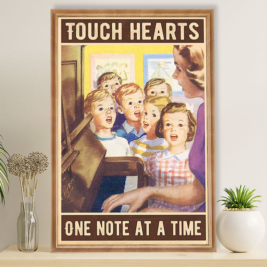 Teacher Classroom Poster Touch Hearts One Note At A Time | Student Wall Art Back to School Gift for Teacher