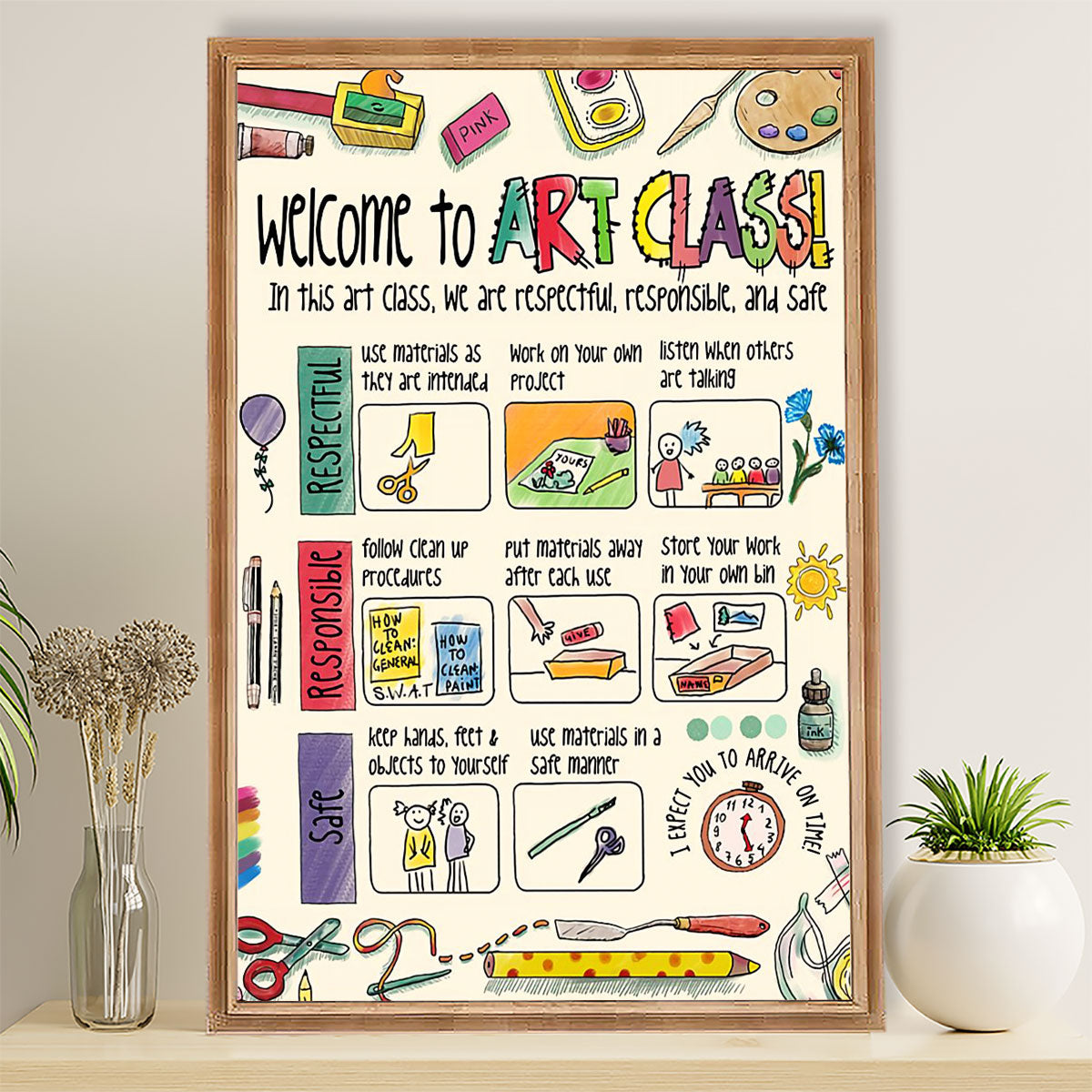 Teacher Classroom Poster Welcome To Art Class | Student Wall Art Back to School Gift for Teacher