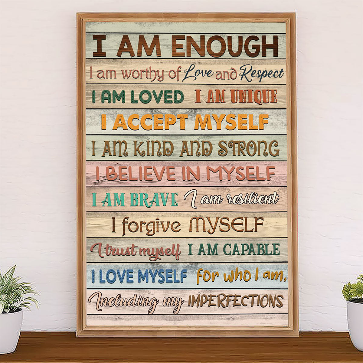 Teacher Classroom Canvas I Am Enough | Student Wall Art Back to School Gift for Teacher