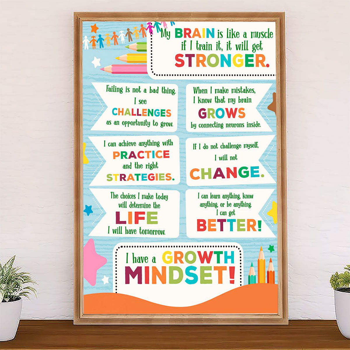 Teacher Classroom Canvas I Have A Growth Mindset | Student Wall Art Back to School Gift for Teacher