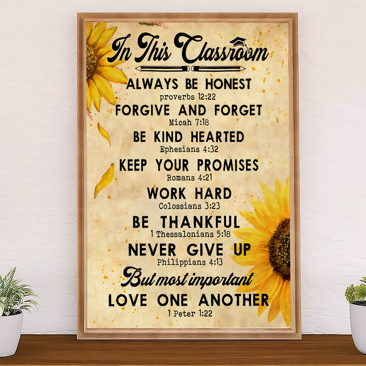 Teacher Classroom Canvas In This Classroom Always Be Honest | Student Wall Art Back to School Gift for Teacher