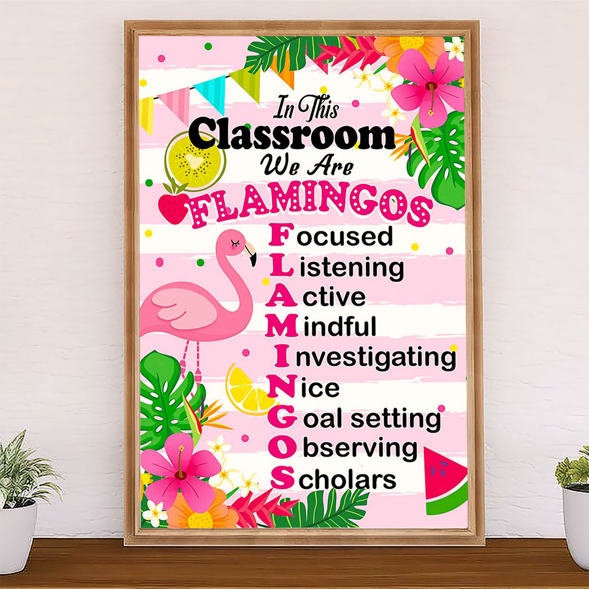 Teacher Classroom Canvas In This Classroom We Are Flamingos | Student Wall Art Back to School Gift for Teacher