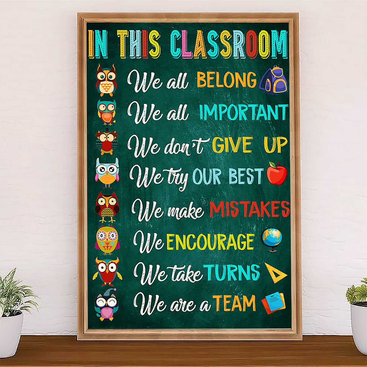Teacher Classroom Canvas Owl In This Classroom | Student Wall Art Back to School Gift for Teacher