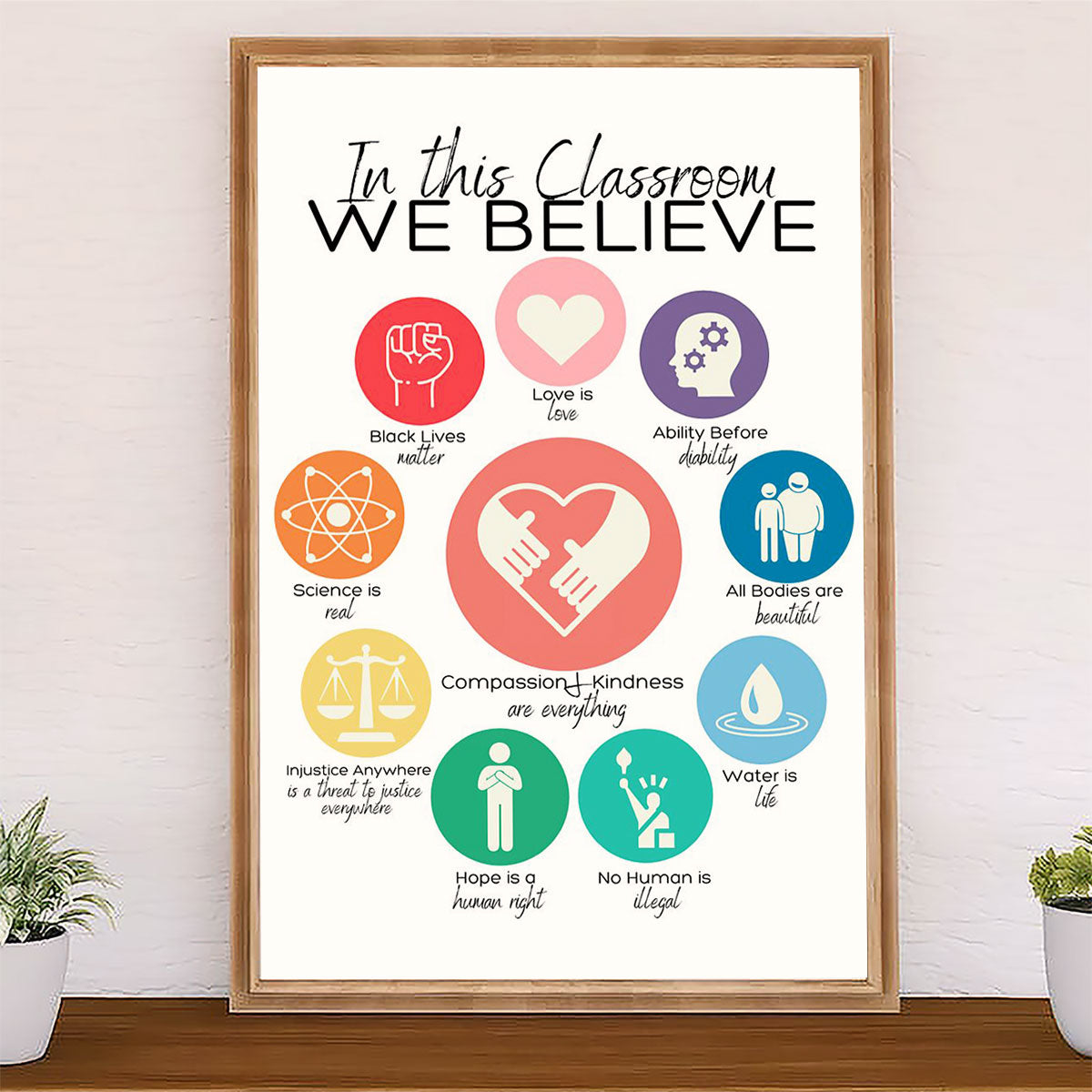 Teacher Classroom Poster In This Classroom We Believe | Student Wall Art Back to School Gift for Teacher