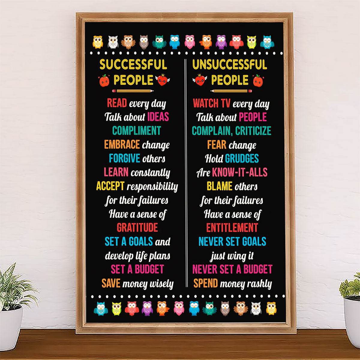 Teacher Classroom Canvas Successful People & Unsuccessful People | Student Wall Art Back to School Gift for Teacher