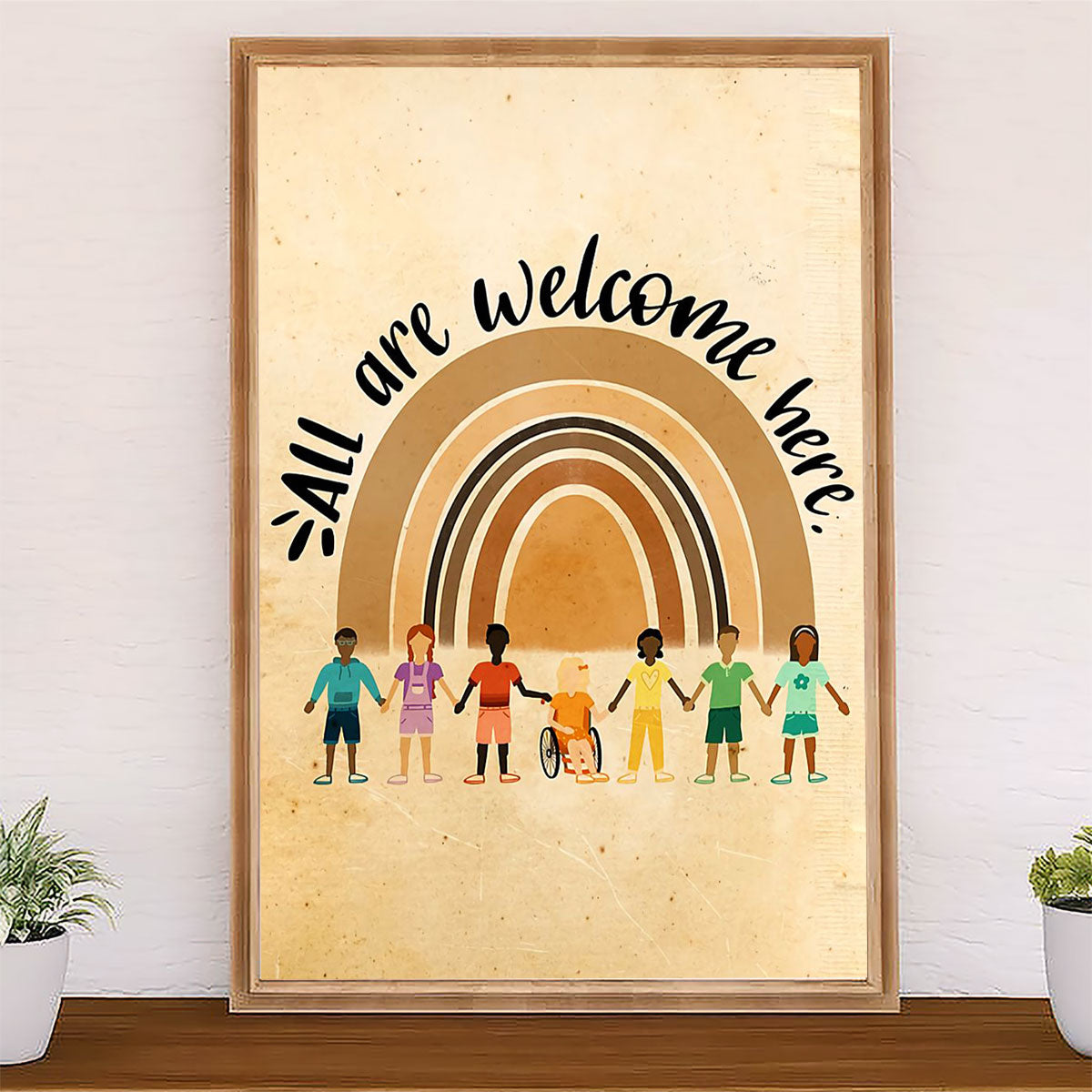Teacher Classroom Canvas All Are Welcome Here | Student Wall Art Back to School Gift for Teacher