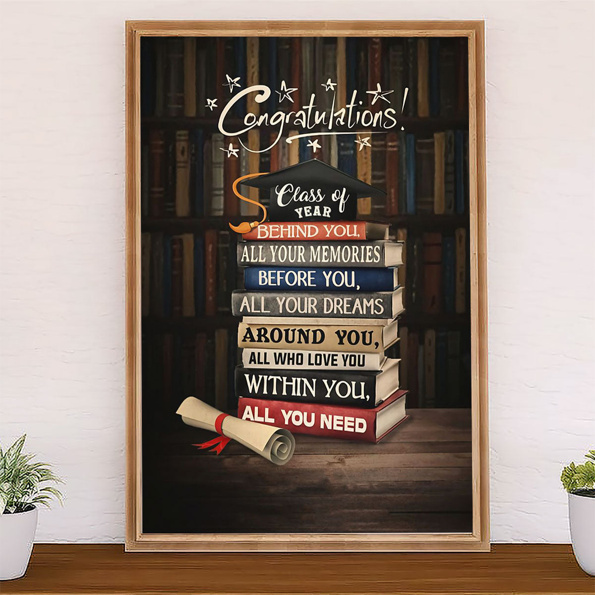 Teacher Classroom Canvas Congratulations - Class Of Year | Student Wall Art Back to School Gift for Teacher