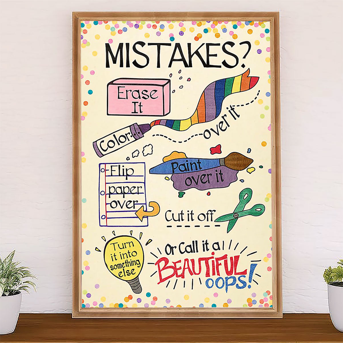 Teacher Classroom Canvas Mistakes - Erase It | Student Wall Art Back to School Gift for Teacher