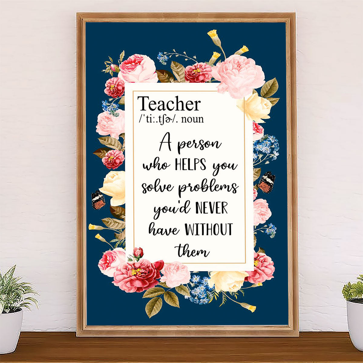 Teacher Classroom Canvas Teacher Definition | Student Wall Art Back to School Gift for Teacher