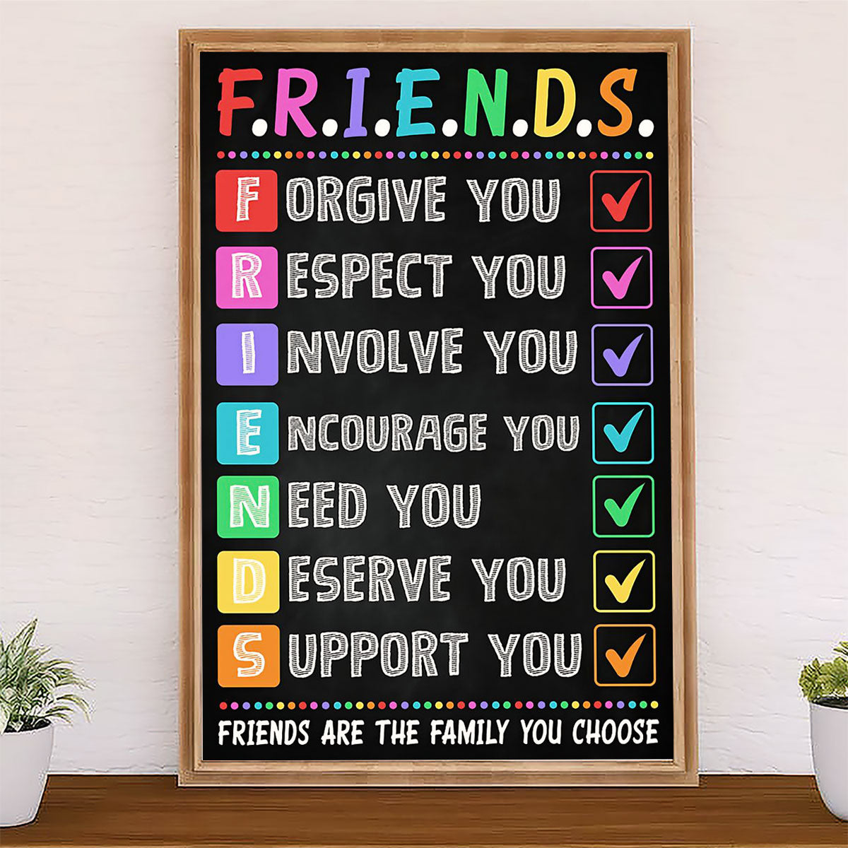 Teacher Classroom Canvas FRIENDS Are The Family You Choose | Student Wall Art Back to School Gift for Teacher