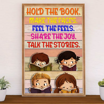Teacher Classroom Canvas Hold The Book Make The Faces | Student Wall Art Back to School Gift for Teacher