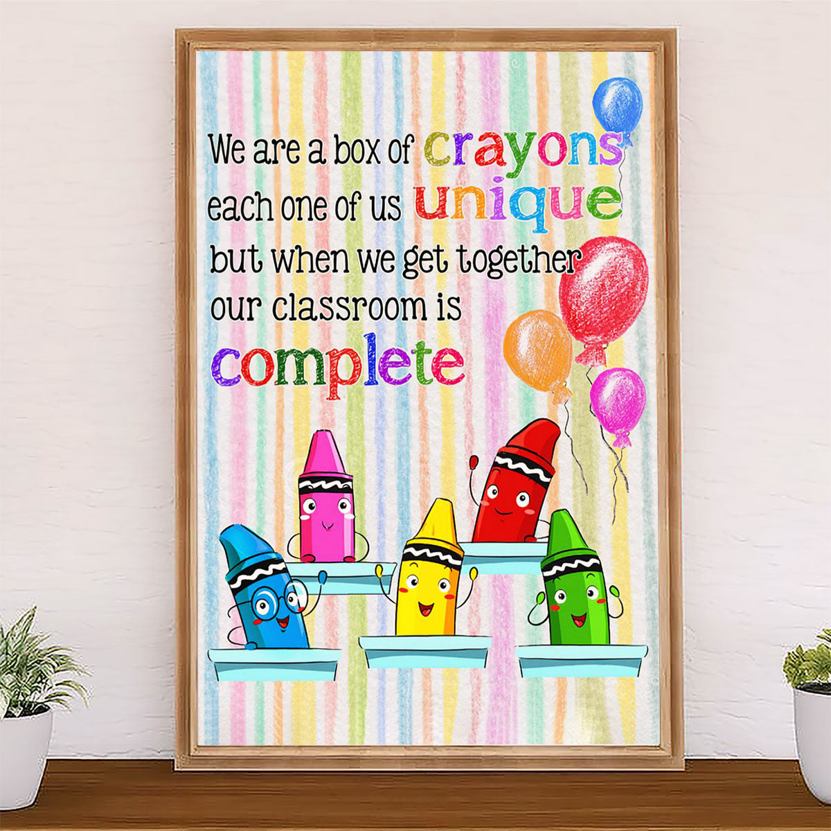 Teacher Classroom Canvas We Are A Box Of Crayons | Student Wall Art Back to School Gift for Teacher