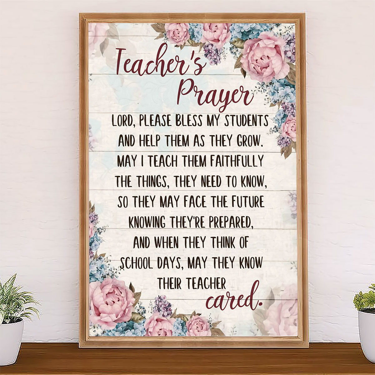 Teacher Classroom Canvas Teacher's Prayer | Student Wall Art Back to School Gift for Teacher
