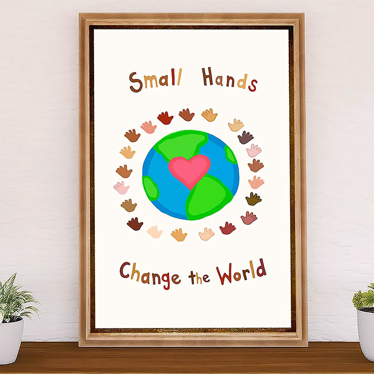 Teacher Classroom Canvas Small Hands Change The World | Student Wall Art Back to School Gift for Teacher
