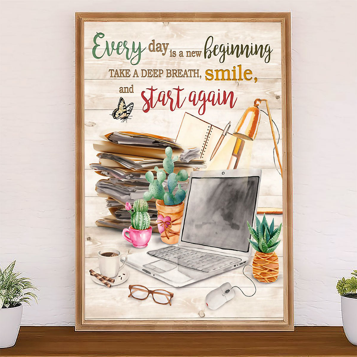 Teacher Classroom Canvas Everyday Is A New Beginning | Student Wall Art Back to School Gift for Teacher