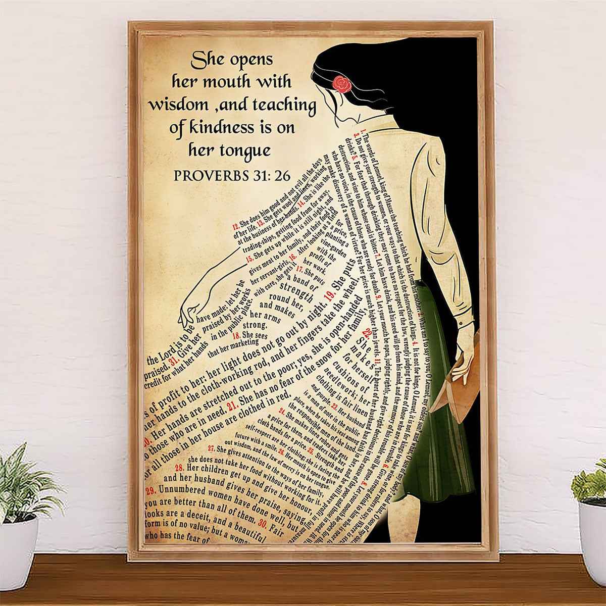 Teacher Classroom Canvas She Opens Her Mouth With Wisdom | Student Wall Art Back to School Gift for Teacher