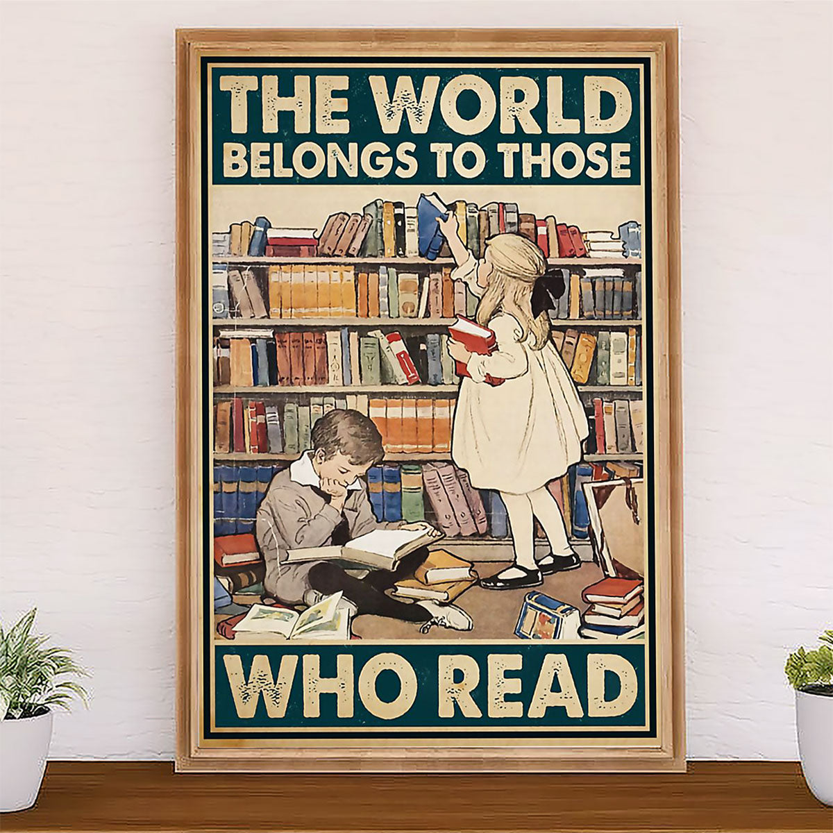 Teacher Classroom Canvas The World Belongs To Those Who Read | Student Wall Art Back to School Gift for Teacher