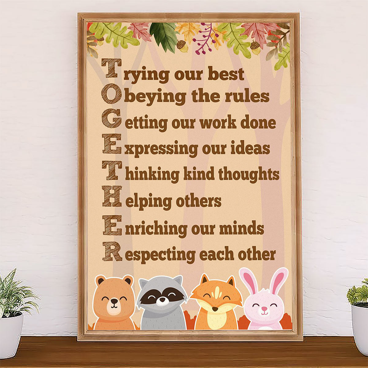 Teacher Classroom Canvas TOGETHER | Student Wall Art Back to School Gift for Teacher