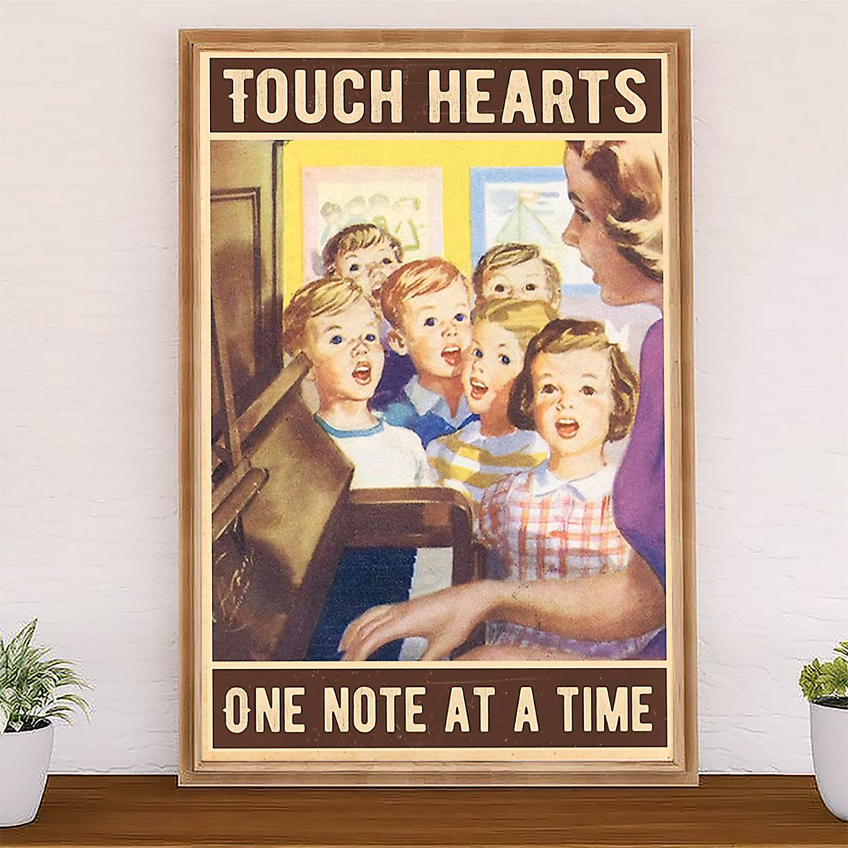 Teacher Classroom Poster Touch Hearts One Note At A Time | Student Wall Art Back to School Gift for Teacher