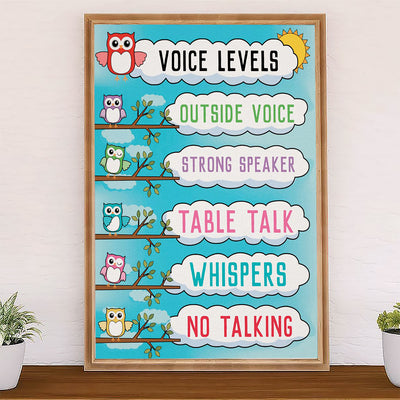 Teacher Classroom Canvas Voice Levels | Student Wall Art Back to School Gift for Teacher