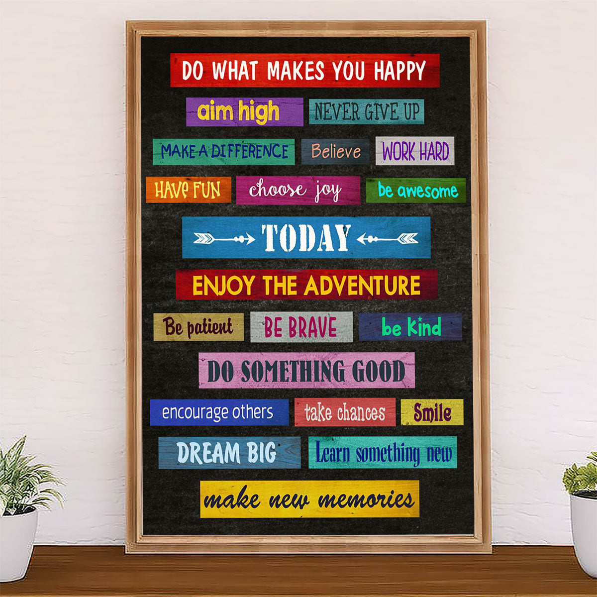 Teacher Classroom Canvas Do What Makes You Happy | Student Wall Art Back to School Gift for Teacher