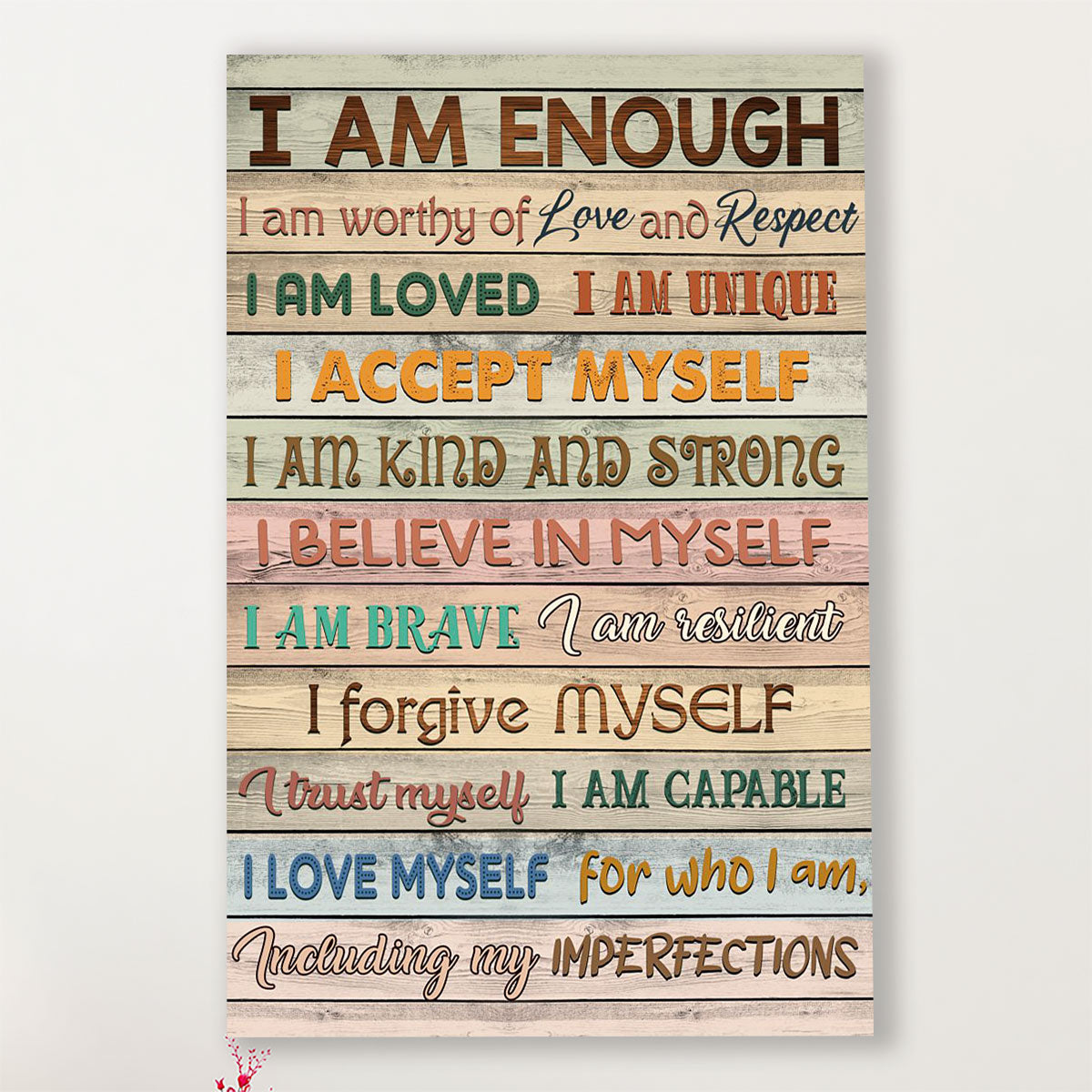 Teacher Classroom Canvas I Am Enough | Student Wall Art Back to School Gift for Teacher