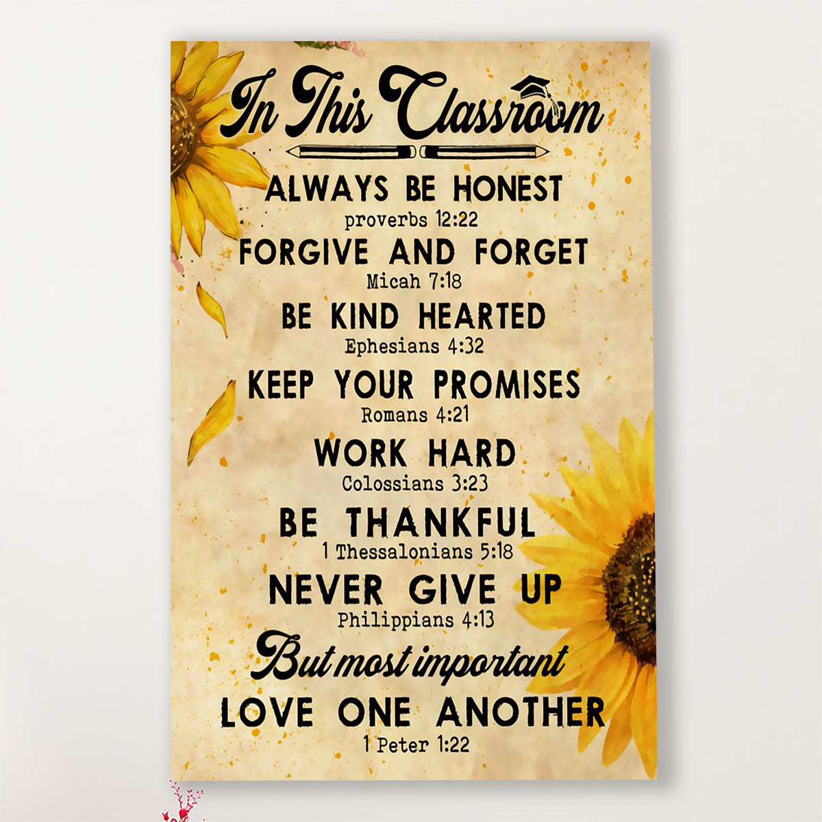 Teacher Classroom Canvas In This Classroom Always Be Honest | Student Wall Art Back to School Gift for Teacher