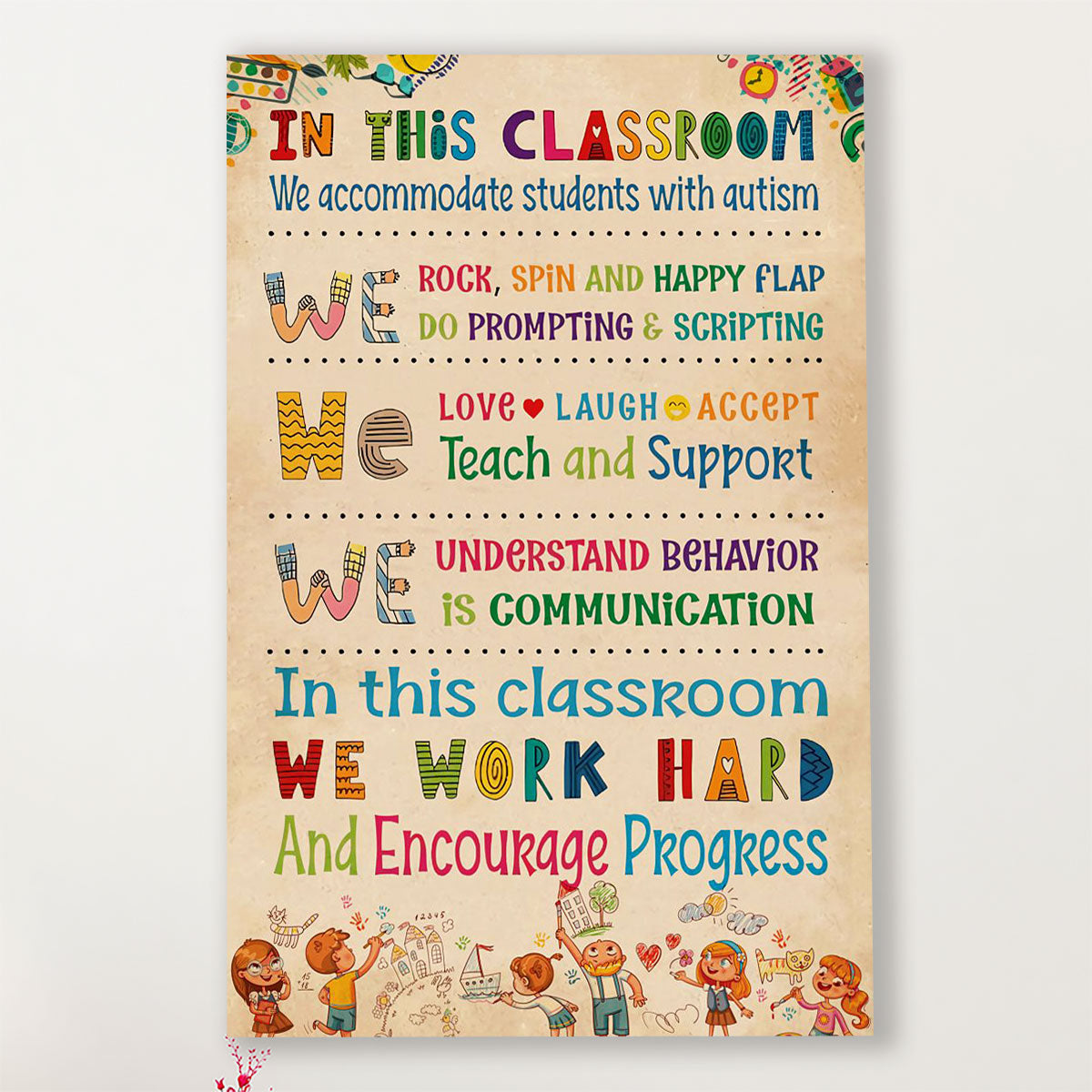 Teacher Classroom Poster In This Classroom We Work Hard | Student Wall Art Back to School Gift for Teacher