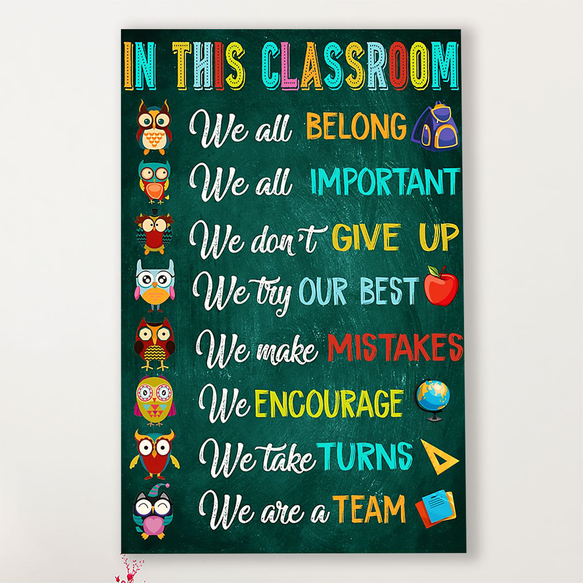 Teacher Classroom Poster Owl In This Classroom | Student Wall Art Back to School Gift for Teacher