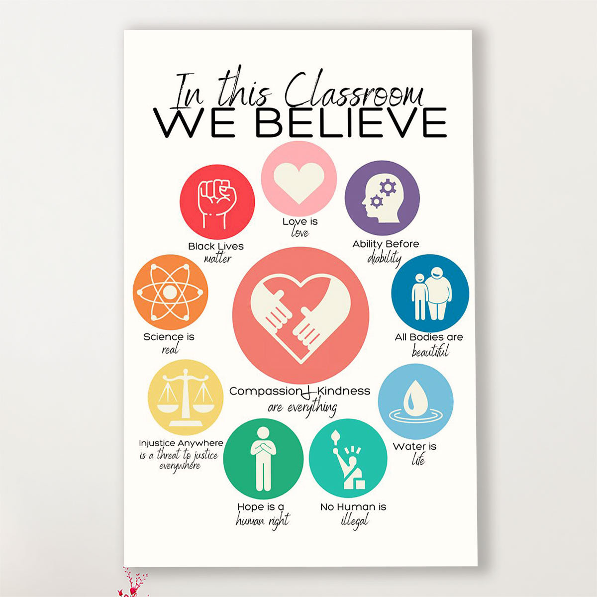 Teacher Classroom Poster In This Classroom We Believe | Student Wall Art Back to School Gift for Teacher